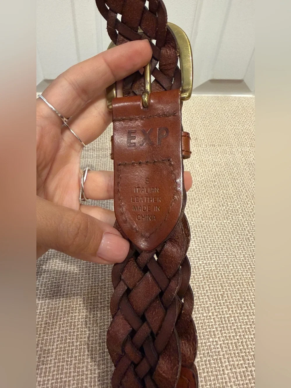 Express Vintage Woven Braided Leather Belt Brown Women’s Size Small